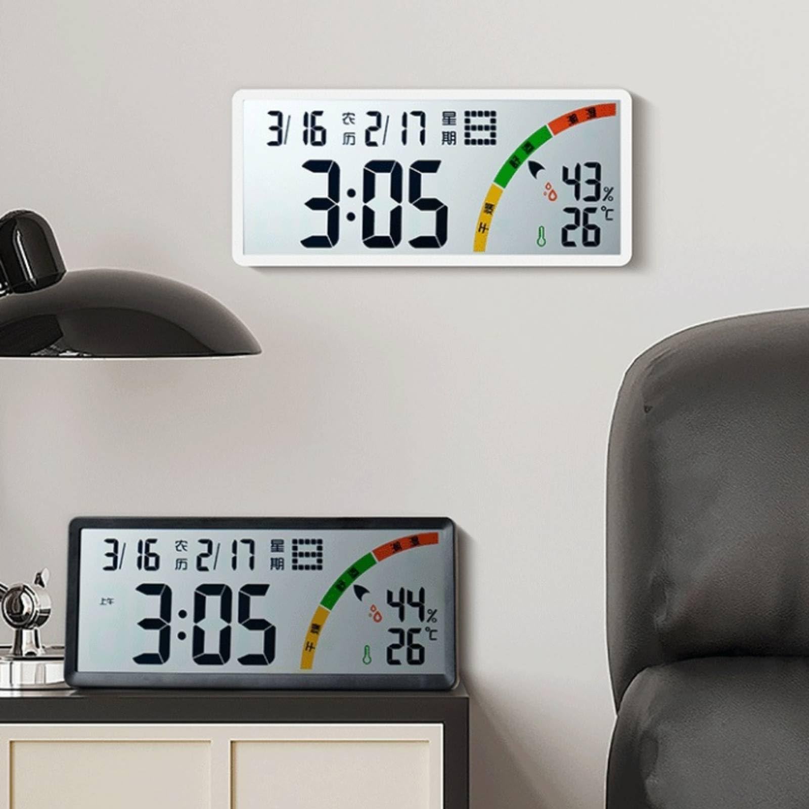 Sharplace Digitaluhr mit Temperaturanzeige digital digitaluhr mit Luftfeuchtigkeitsmesser modern Tischuhr Kalender für Senioren, Schlafzimmer, Weiß