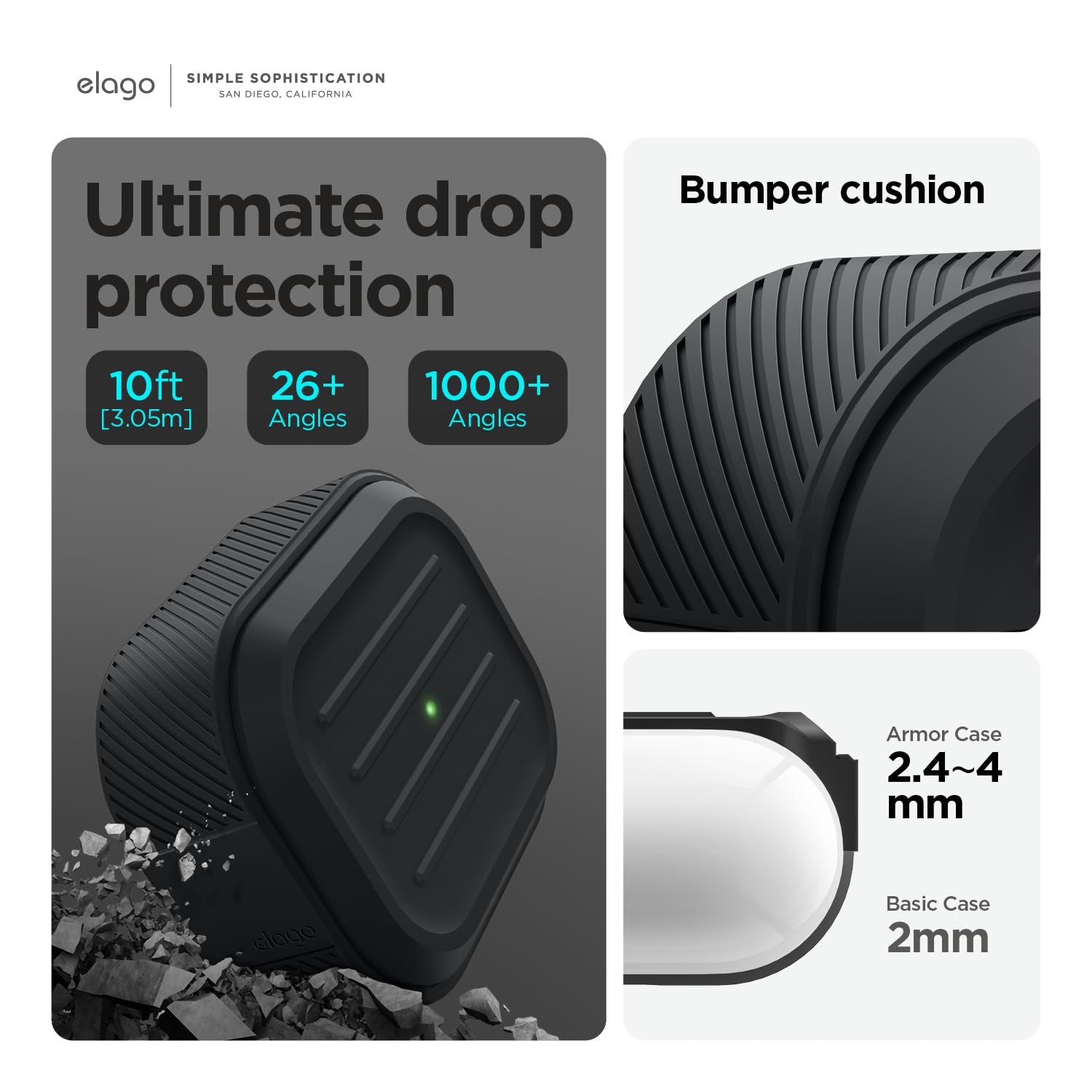 エラゴ　AirPods Pro2ケース ストラップ付 ブラック イヤホンケース Amazon | 【elago】 AirPods Pro2 対応 シリコン ケース ストラップ