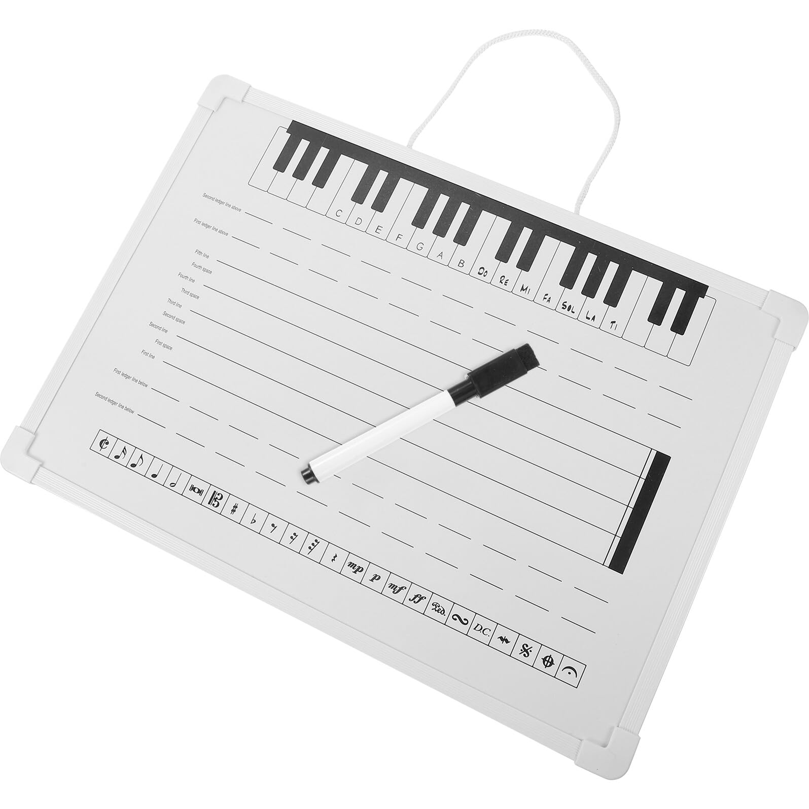SHERCHPRY Abwischbares Notenlinien Whiteboard mit Magnetischen Notenaufklebern Leichtes Wiederverwendbares Übungsboard für Musikunterricht und Notenlernen bei Kindern