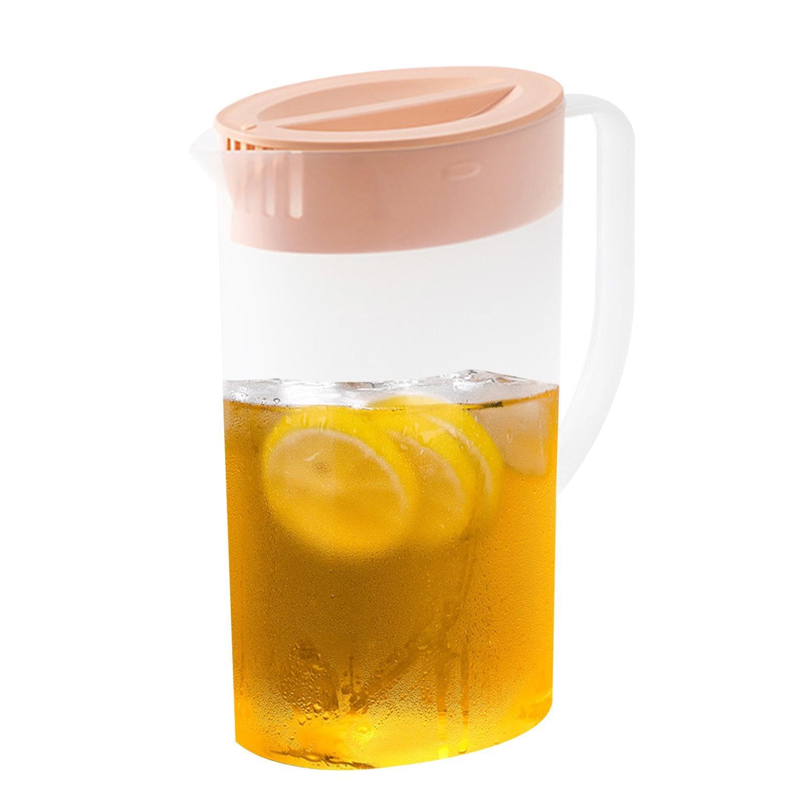 Grande brocca per acqua con coperchio, 1,5 l/2 l, trasparente, brocca per succhi di frutta, caraffa per acqua calda e fredda, contenitori per bevande calde/fredde, bollitore portatile per uso