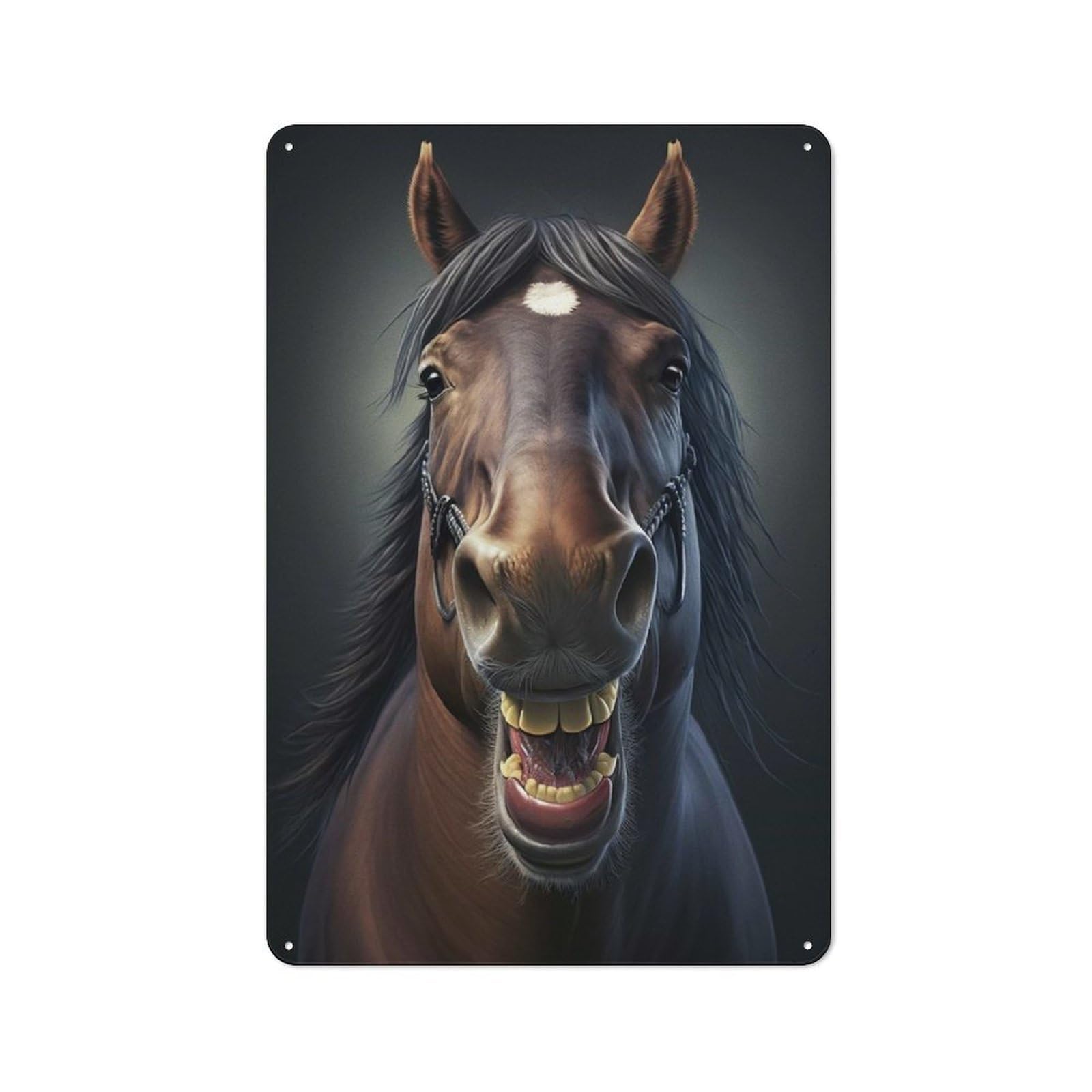Junmoney Style-23 Metal Sign 30X20cm With Laughing Horse For Workshop Wall, Vintage Decor, For Vintage Wall Decor Fans, For Metal Sign Collectors