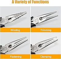 Vista 5 de Alicates de Punta Larga Premium de 6'' y 8'', Precisión de Sujeción de Papel, Acero de Alto Carbono, Agarre Suave con Cortador de Alambre, Alicates