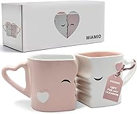 Vista 9 de MIAMIO - Juego de tazas de café/taza de besos para parejas de novia, de cerámica, con caja de regalo para bodas/cumpleaños/aniversario (negro)