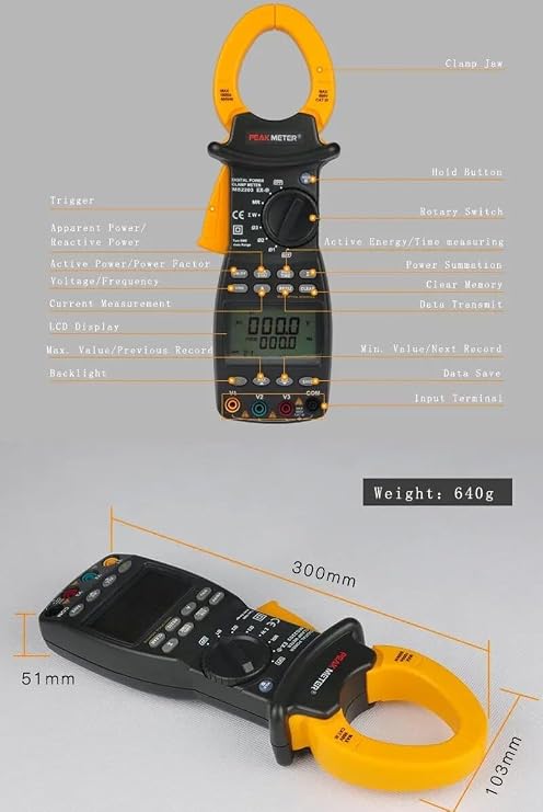MS2203 Smart Clamp Meter: Comprehensive Harmonic Power Tester with Tri-Phase Auto Multimeter for Current and Power Analysis