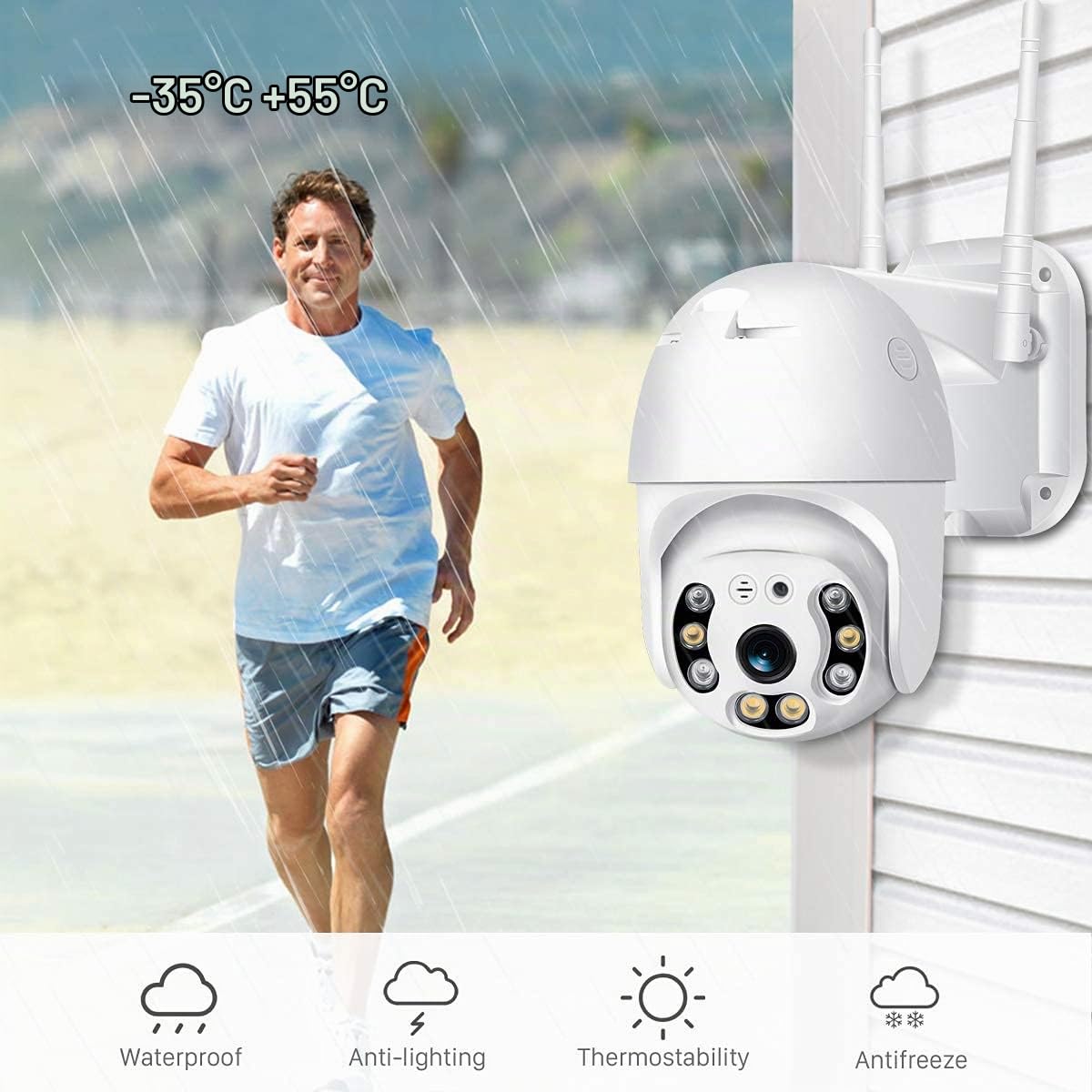 Telecamera WiFi Esterna PTZ 1080P Aottom | Audio Bidirezionale E Visione Notturna 40M | Rilevamento Movimento Con Notifiche APP YI