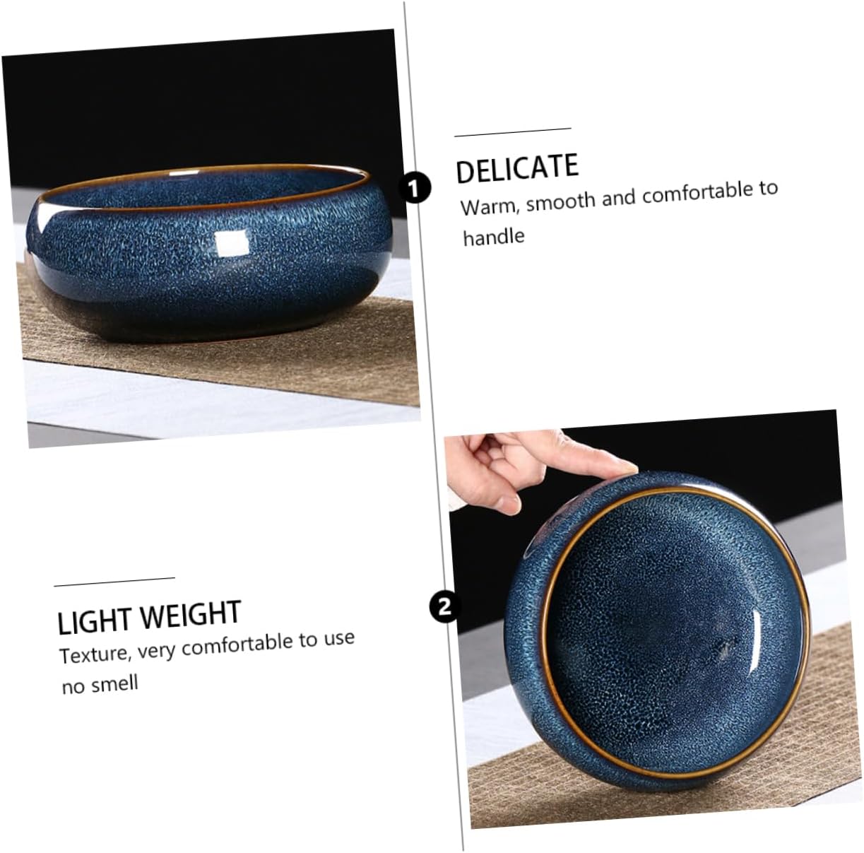 Hemobllo Large Ceramic Tea Wash Bowl Porcelain Teacup Bowl Lightweight Traditional Chinese Tea Utensils for Tearoom Office and Home Use