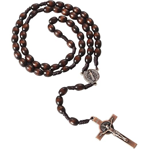 Catholic Rosary Wooden Beads Vintage Style