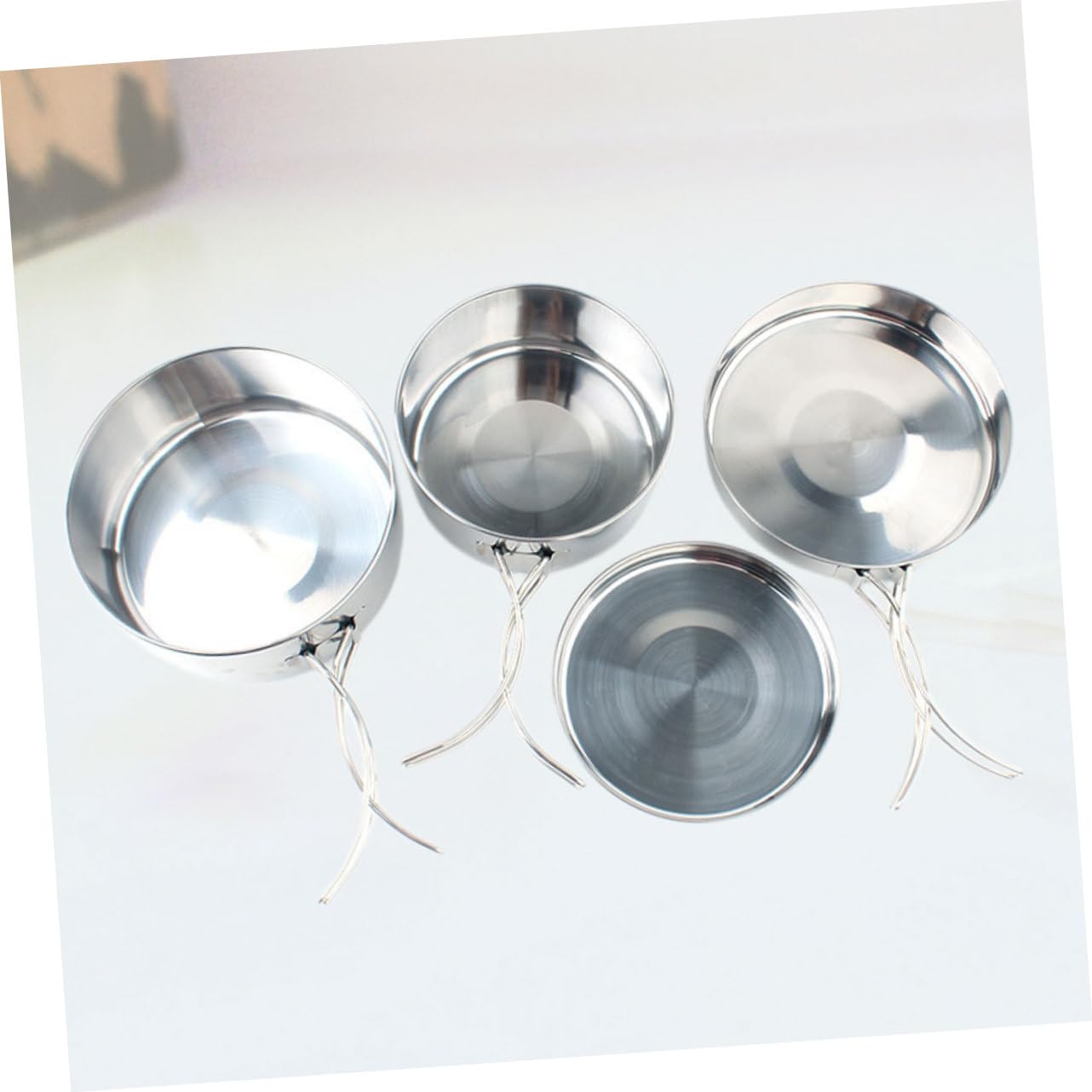 4pezzi Pentole Pieghevoli in Acciaio Inossidabile Pentole Portatili per Campeggio all Aperto Utensili da Cucina Combinati Accessori da Campeggio per Escursionismo