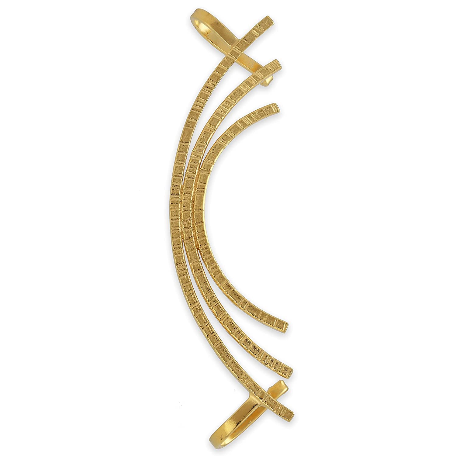 Geschwungener Ear Cuff Ohrring ohne Ohrloch aus 925 Silber mit gehämmerter Oberfläche - Statement-Eleganz - Nickelfrei Hypoallergen - Einzelner - Handmade by Emmanuela