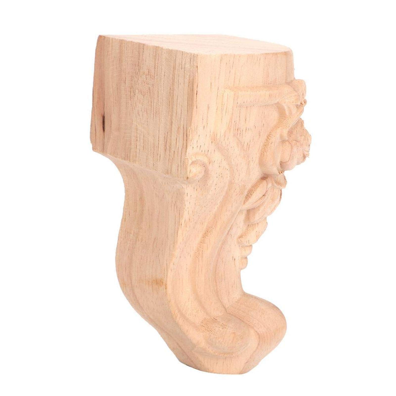 La Vane 6 Inch / 15cm Houten Meubelpoten, Set Van 4 Massief Hout Gesneden Geometrie Onafgewerkte Vervanging Bun Voeten Met Montageplaat Schroeven Voor Bank