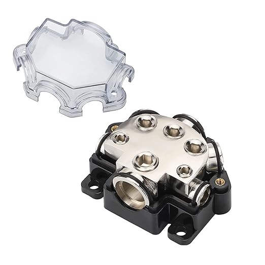 5 Way Power Distribution Block Car Audio, 0/2 Gauge in 4/8