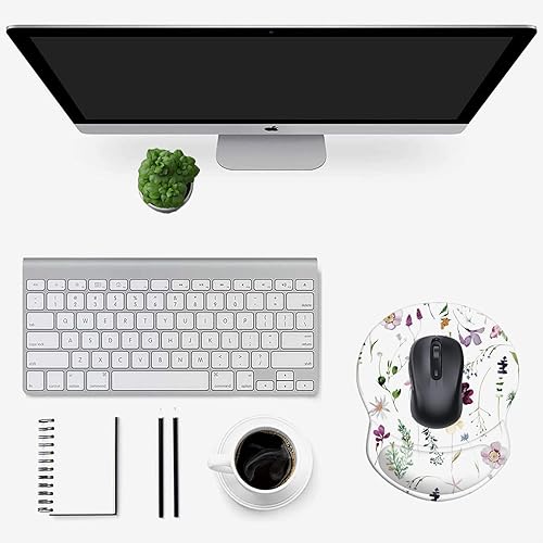 Miniatura 44 de Alfombrilla para mouse con soporte de muñeca, almohadilla antideslizante para mouse para oficina, computadora, laptop y Mac, cómoda y ligera