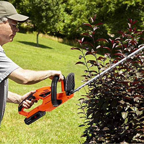 Goplus 20V Cordless Hedge Trimmer w/ 24-Inch Dual Action Blade, Battery Powered Gardening Hand Pruner, Orange