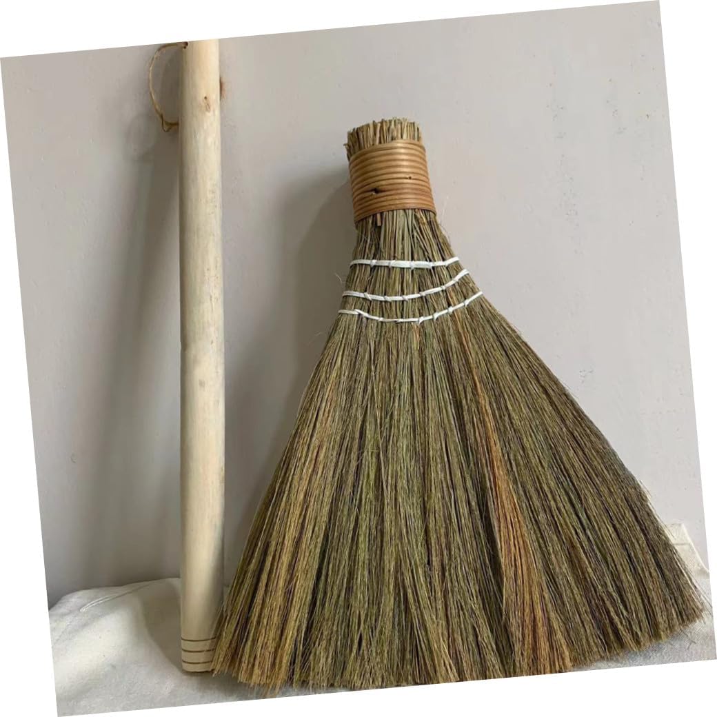 Hand Woven Detachable Straw Broom 74cm Small Whisk Broom for Household Cleaning Farmhouse Style Sweeping Tool