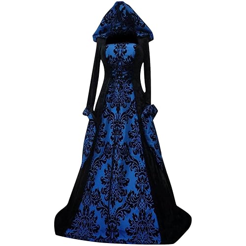 Women Halloween Costumes Women's Gothic Dress with Hood Medieval Costume Corset Renaissance Dress Victorian Dress
