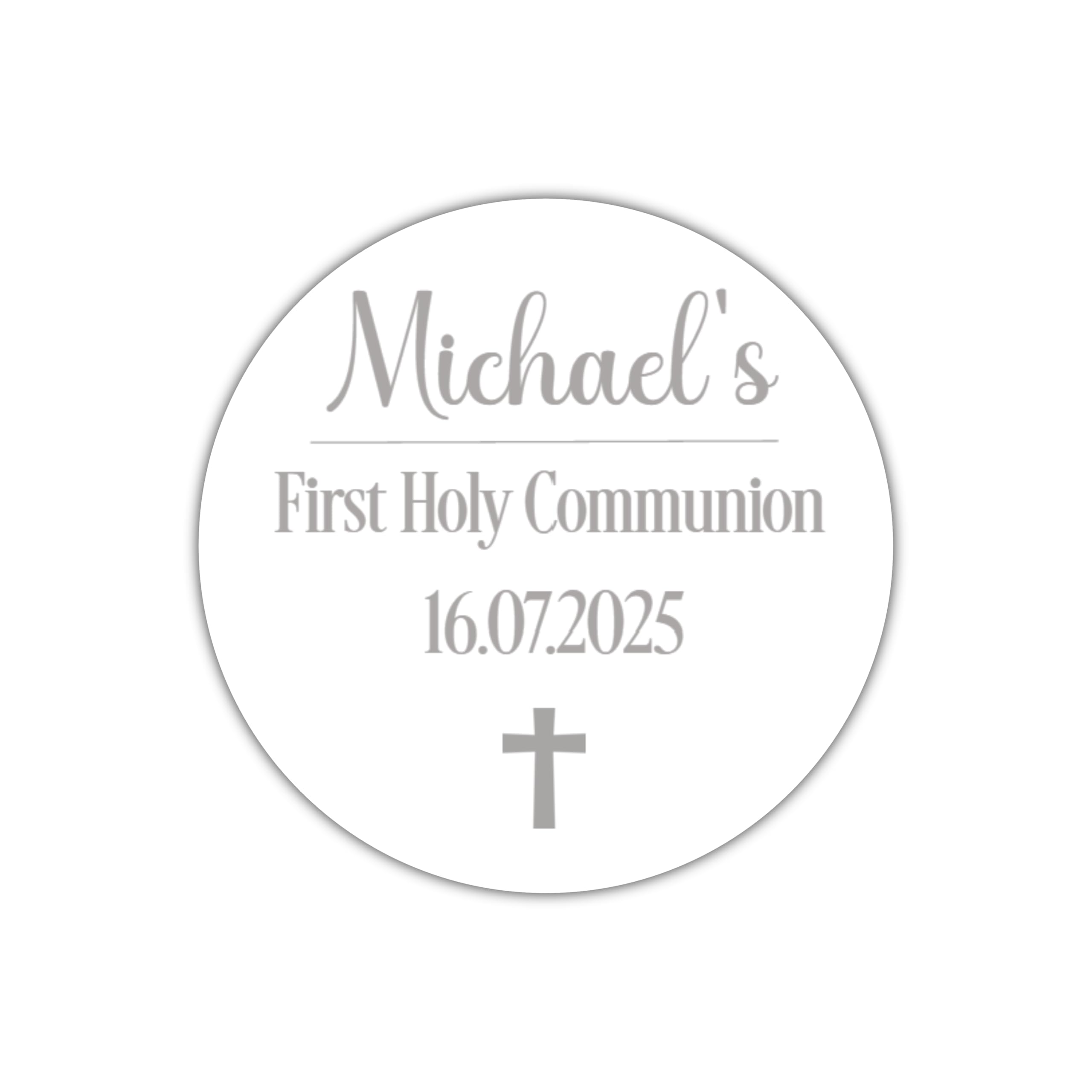 Five Star Party Supplies White Personalised 1St Holy Communion Stickers, Silver Cross Design,Confirmations Stickers, Communion Party Favours, Communion Sweet Cones