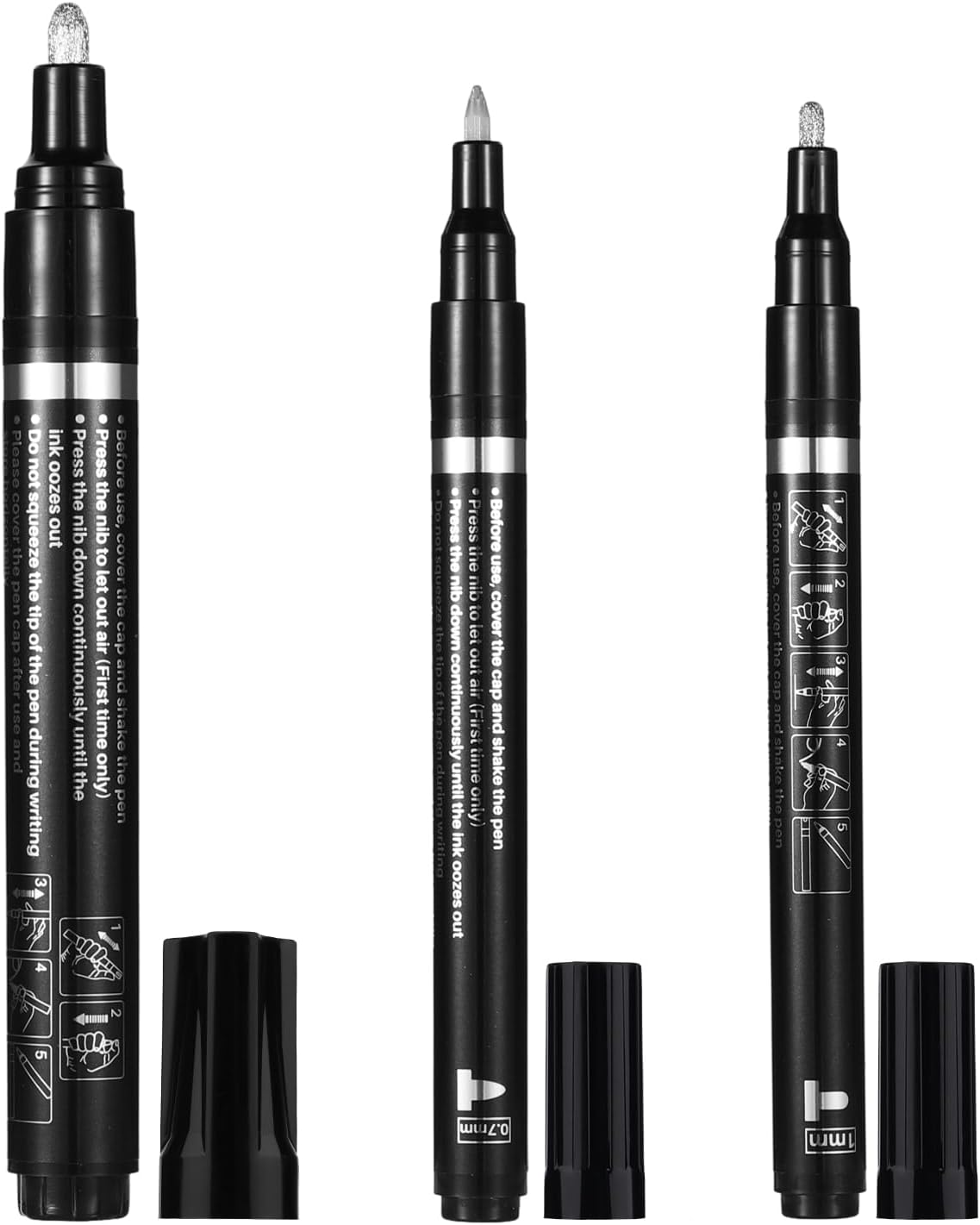 LUTER 3pcs Liquid Silver Markers, Mirror Reflective Marker High Gloss