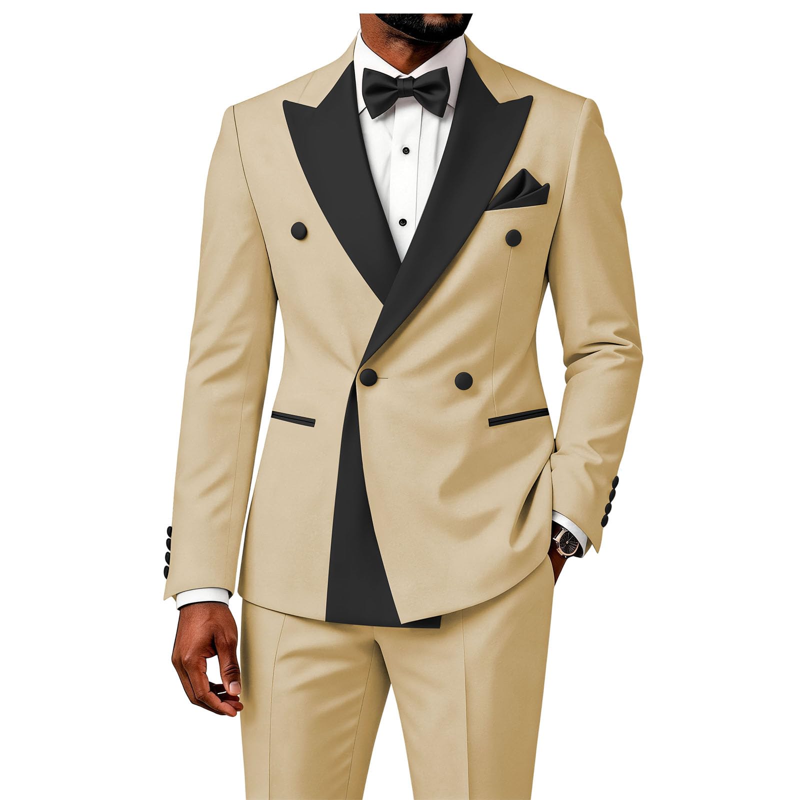 2 Piece Double Breasted Suit for Men Blazer Pants Tuxedo for Wedding Prom