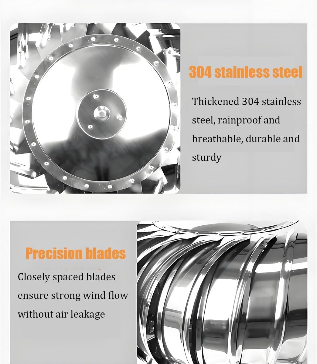 40-Inch Stainless Steel Roof Vent - Wind Cap Ventilator, Non-Powered Roof Vent for Effective Airflow, Durable Weatherproof Design, Ideal for Home & RV Ventilation