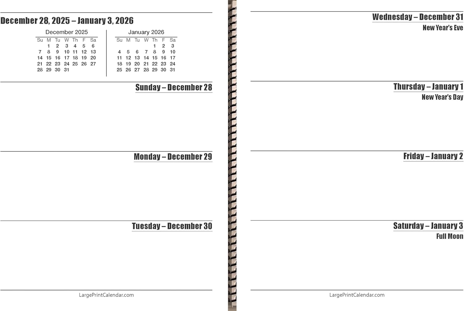 Jumbo Large Print Weekly Planner 2026 | 13-months - January 2026 to January 2027 | Heavy Weight Paper | 17" x 11" opened up | Lots of Room to write