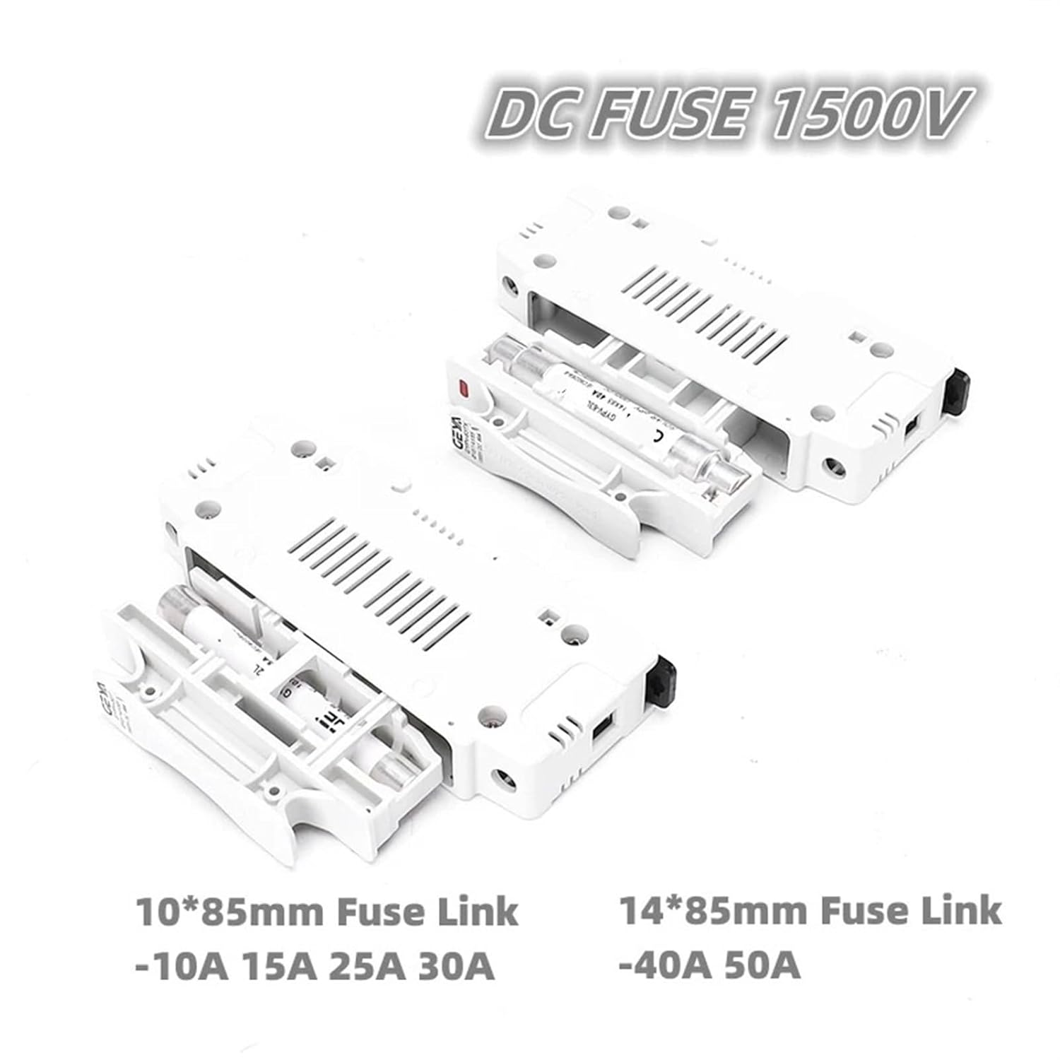 GYPV-63 1500VDC Fuse Holder 10 * 38mm 14 * 85mm Solar PV DC Fuse 1P 10A 15A 25A 30A 40A 50A Photovoltaic Switch 1pcs(15A Fuse with Holder)