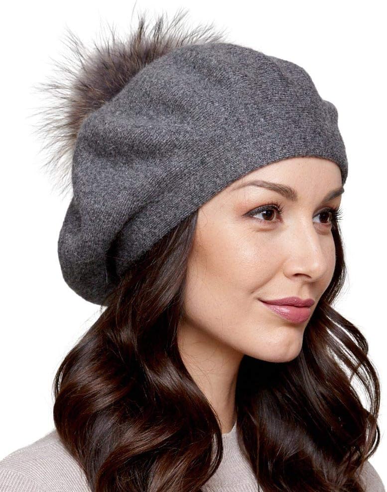 frr Manon Beret with Finn Raccoon Fur Pom Pom