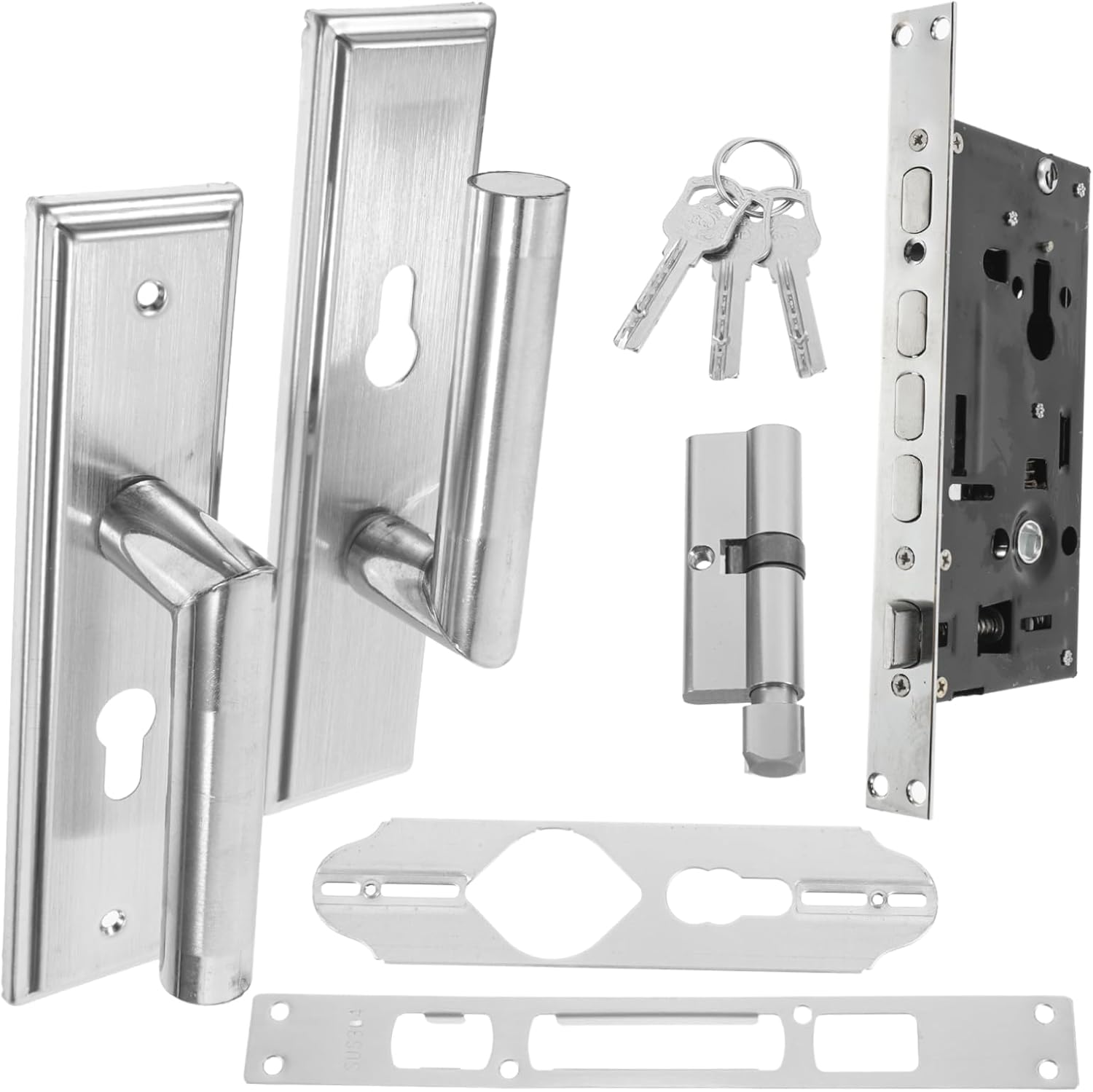 1set Door Lock Handle Set with Key and -Resistant Design for Interior and Easy Installation with All Hardware Included