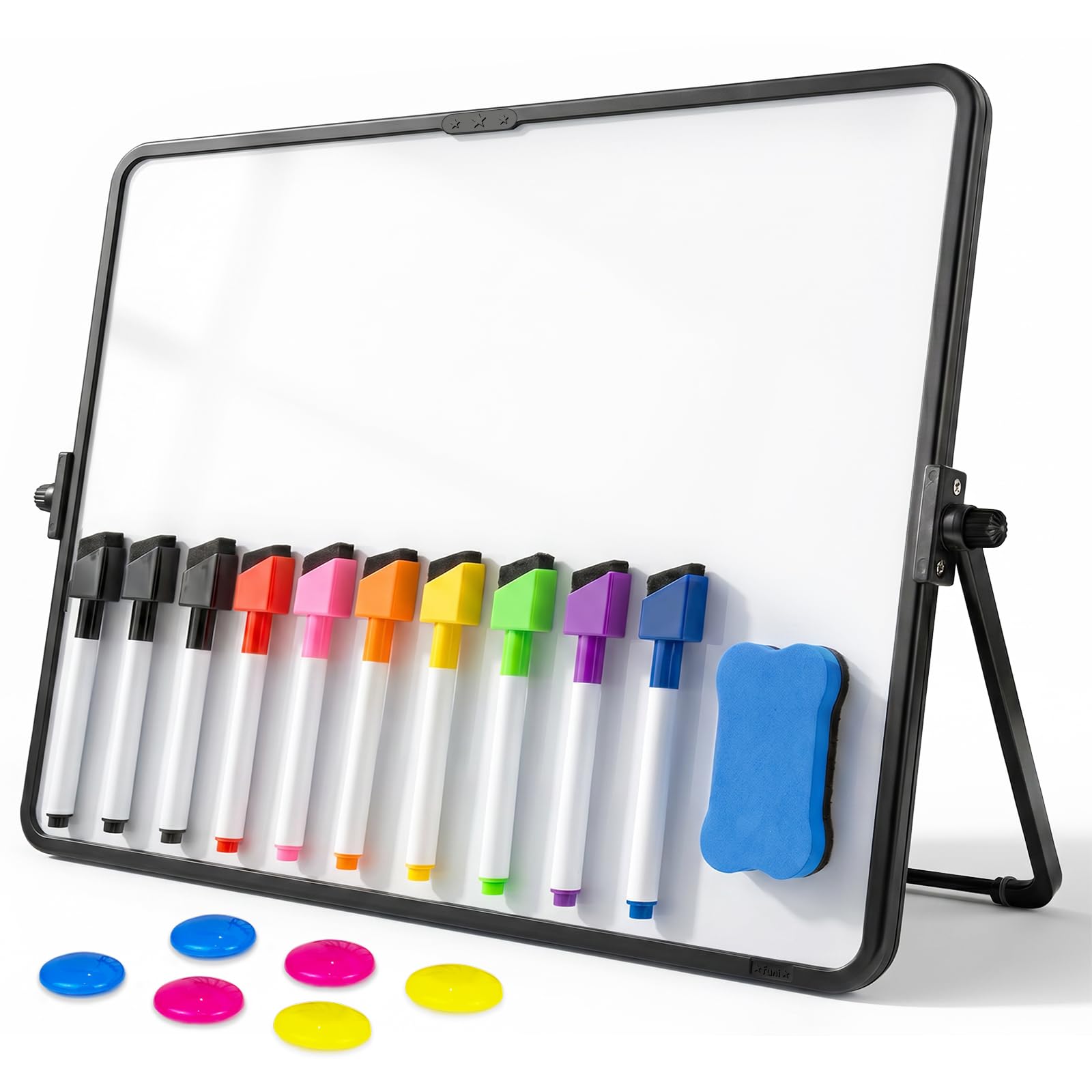 FOSHISY A3 Whiteboard with Stand, 40 x 30 cm Magnetic Desktop White Board