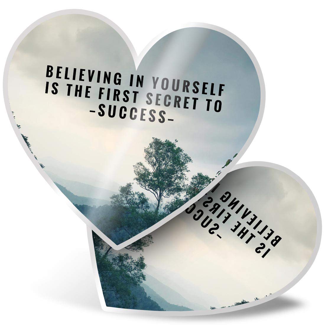Destination Vinyl Ltd Multi 2 X Heart Stickers 7.5 Cm - Believe In Yourself Success Quote Fun Decals For Laptops,Tablets,Luggage,Scrap Booking,Fridges, #16966