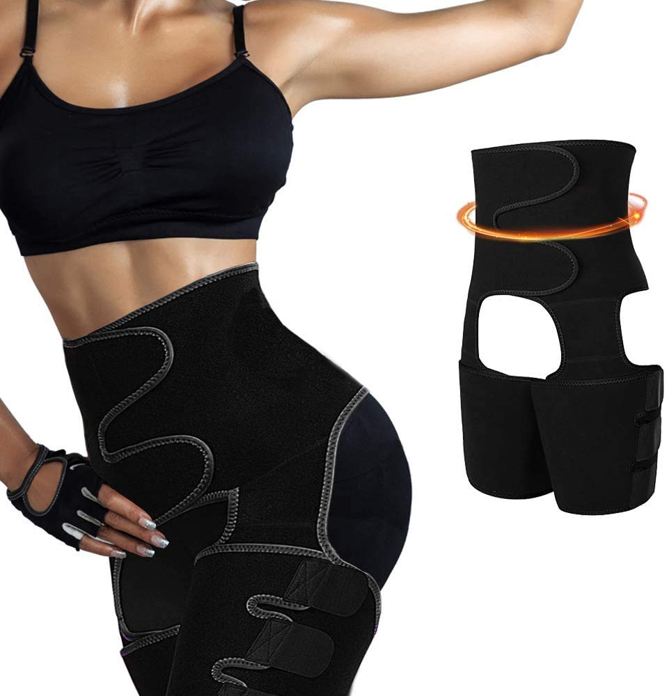 Xemz Men's Black High Waist Trimmers, 3-In-1 Waist And Thigh Shaper Butt Lifter Waist Trainer Thigh Trimmer Belt, Elastic Shapewear Slimming Body Shaper Belt For Wo Weight Loss Sport Fitness Workout (, Xl)