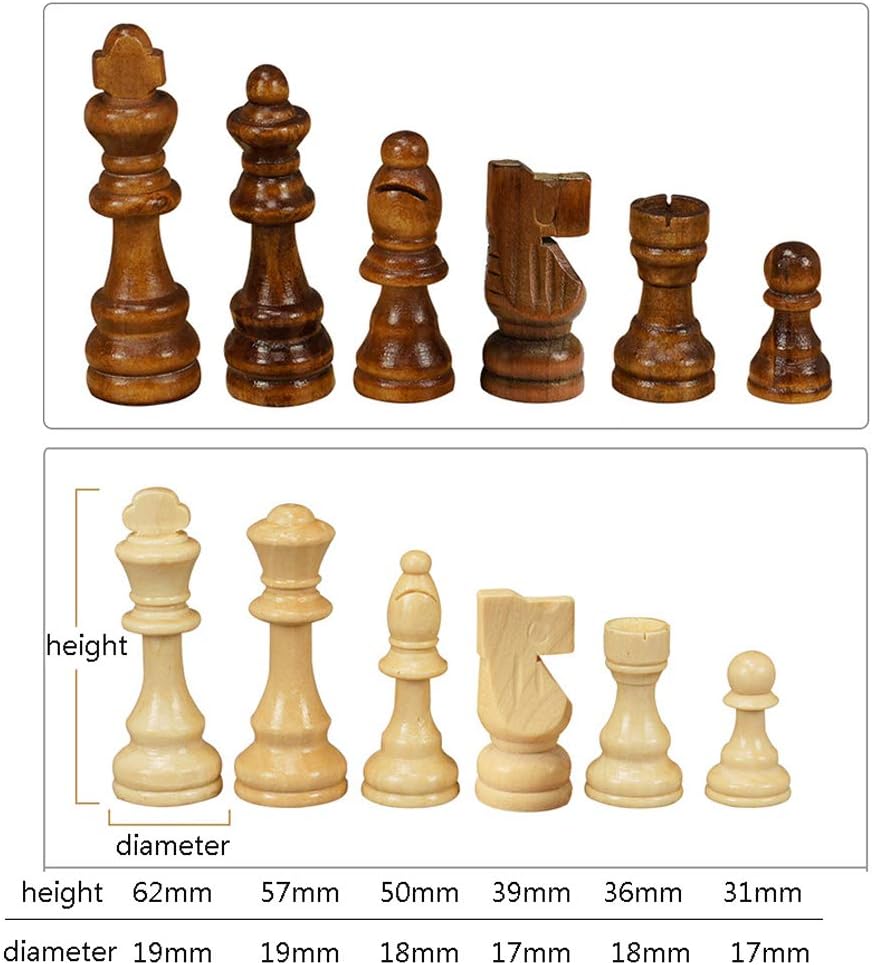 LANGWEI Wooden Chess Set for Adults, Portable Travel Game Handmade Wooden Pieces Board Games for Christmas Birthday Premium Gift