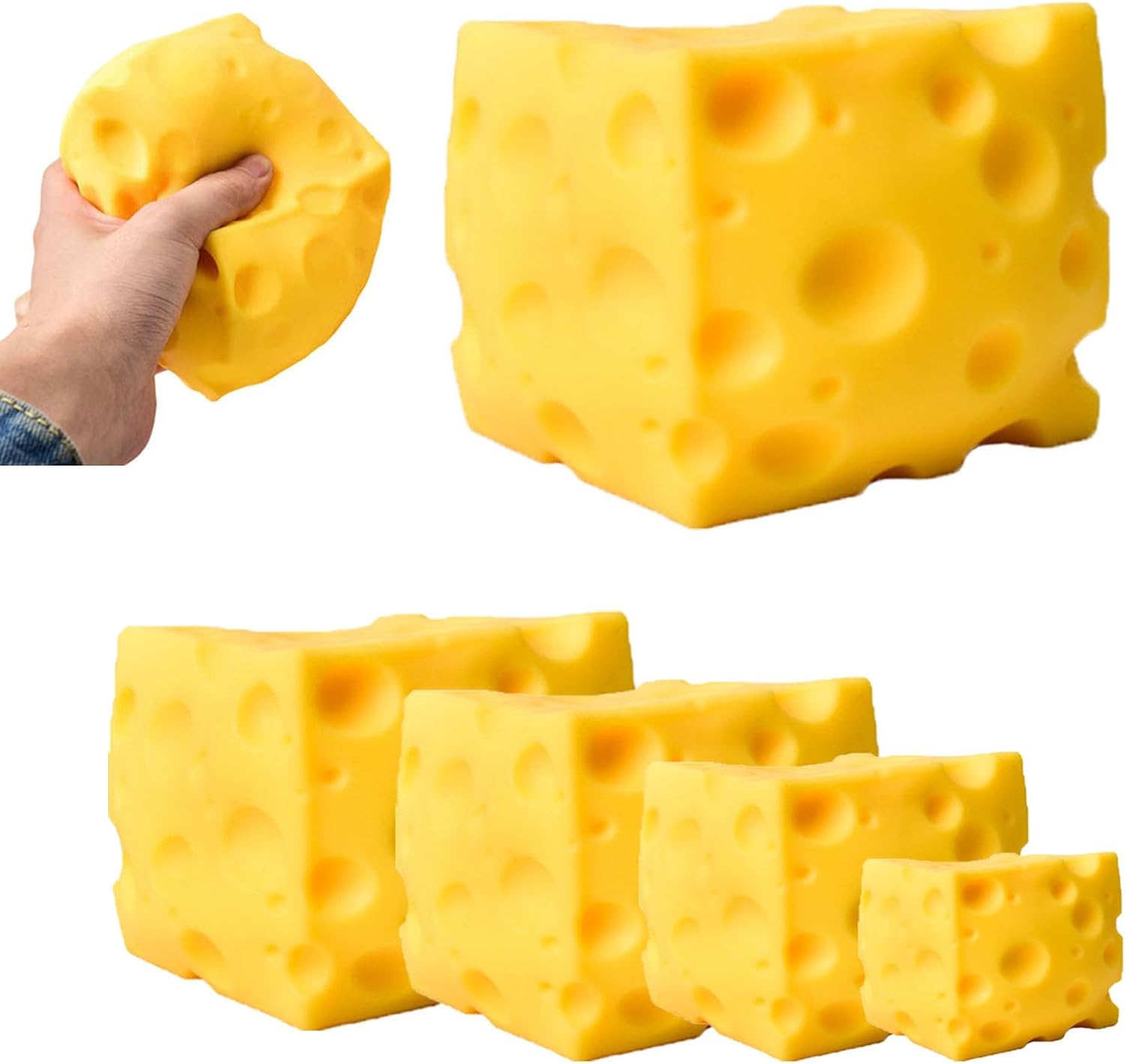 Yellow Big Cheese Squishy, Jumbo Squishy Cheese Cube, Slow Rising Cheese Squishy Toy, Soft Novelty Rebounding Sensory for Relax and Party Gifts (2.3*2.3in)