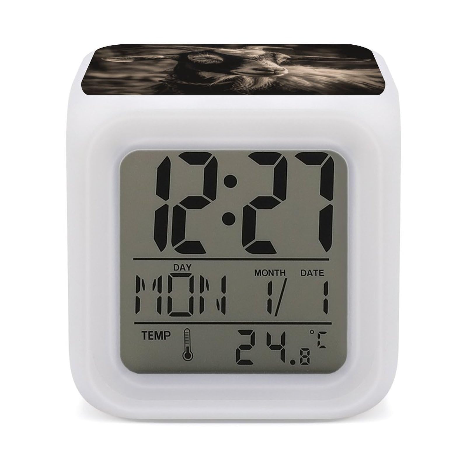 Réveil chèvre LED original idée cadeau tactile pour anniversaire et fête