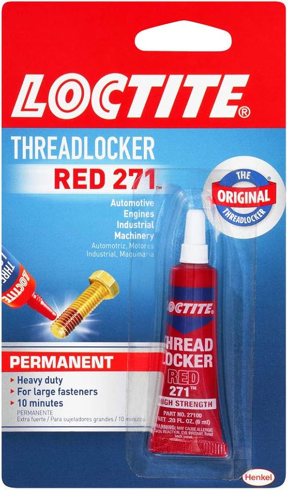 Loctite Threadlocker Blue 242 Nut/Bolt Locker & Threadlocker Red 271 Red 0.2 fl oz, 1 Tube