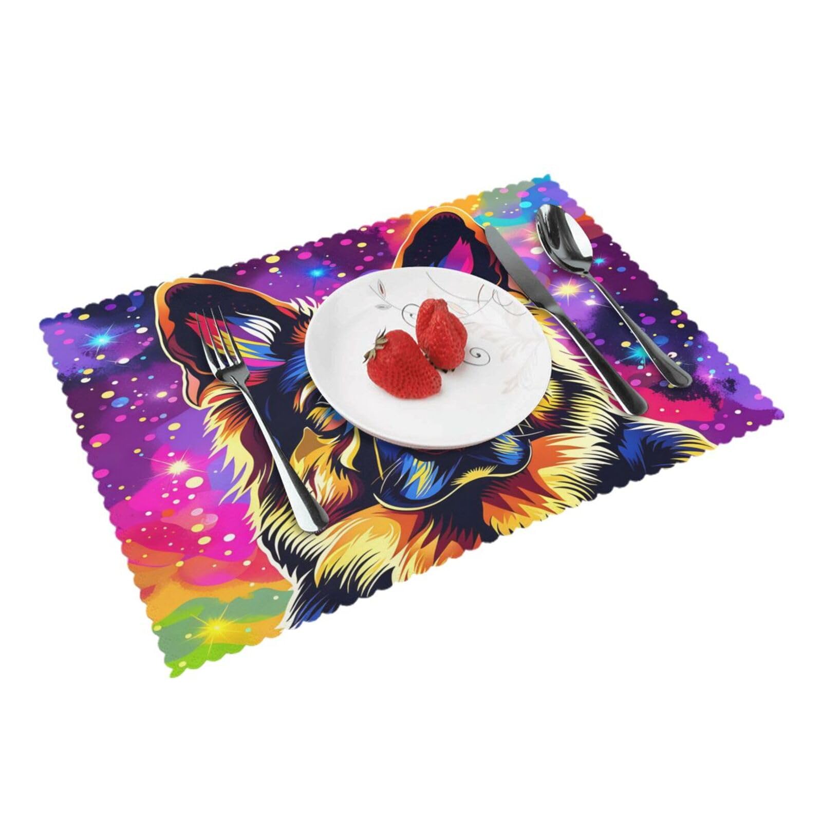 Colorful Starry Skyan Shepherd (1) Placemats Set of 4 Print Table Mats Place Mats Table Decor for Kitchen Dining 12X18 in
