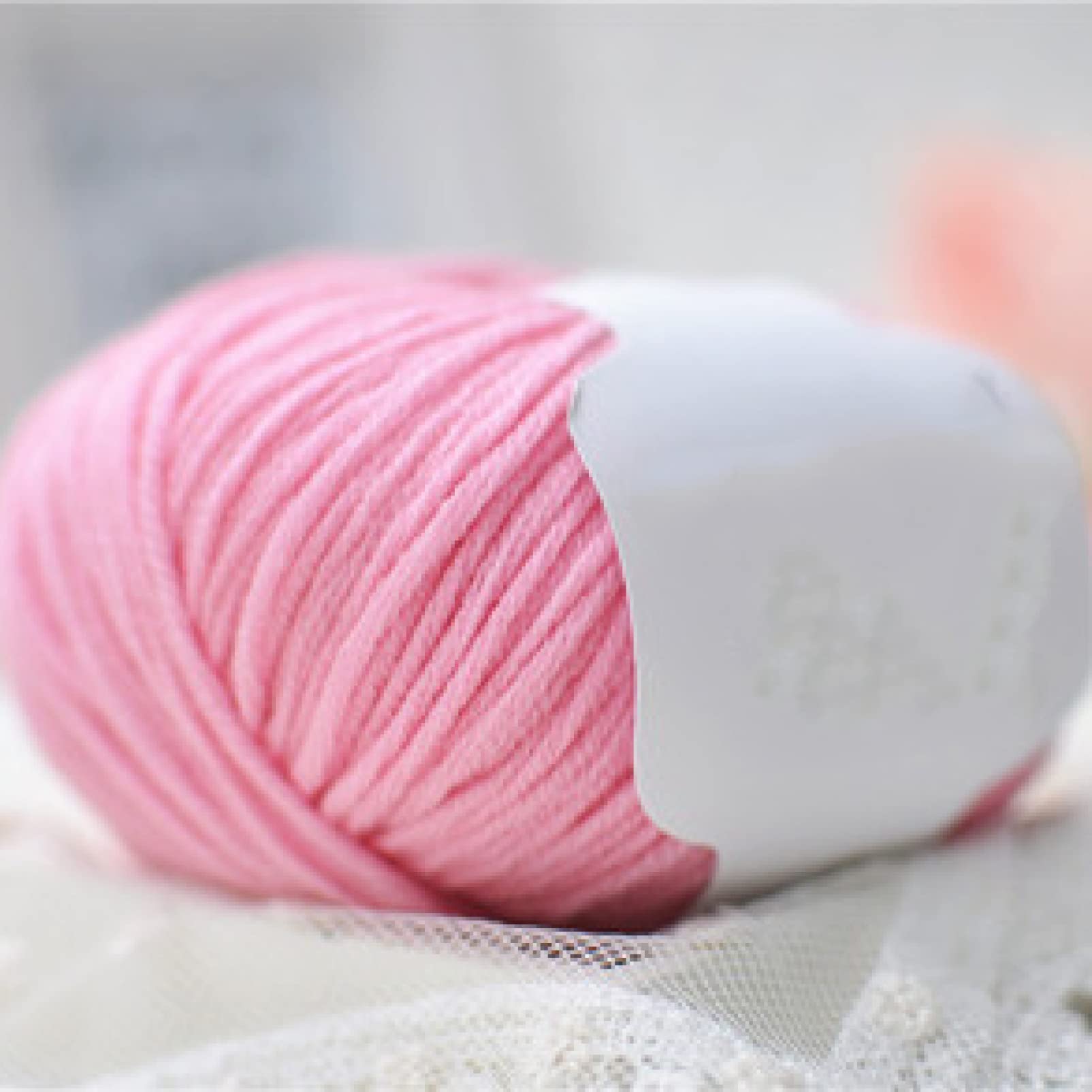 Ovillo de Lana Merino 50 g, 100% Suave, Melena Media, Tejido a Mano, for Bufandas, Ropa DIY, otoño e Invierno(204 Pink)