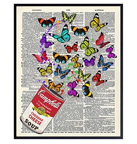 Pop Art & Decor Style - Soup Can Poster, 8X10 - Contemporary Art Modern Art - Graffiti Wall Decor For Home, Apartment - Unique Butterflies, Butterfly Urban Wall Art #TOP4