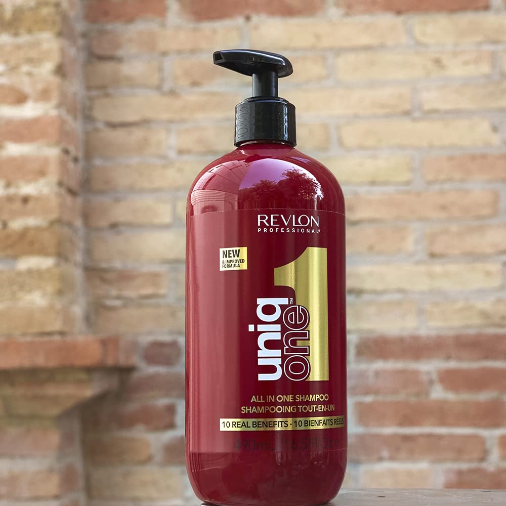 Revlon Professional UniqOne, Shampooing et Après-shampooing 2en1 (490 ml), Soin Cheveux Nourrissant et Réparateur, Formule Vegan, Tous Types de Cheveux, Classique Rouge