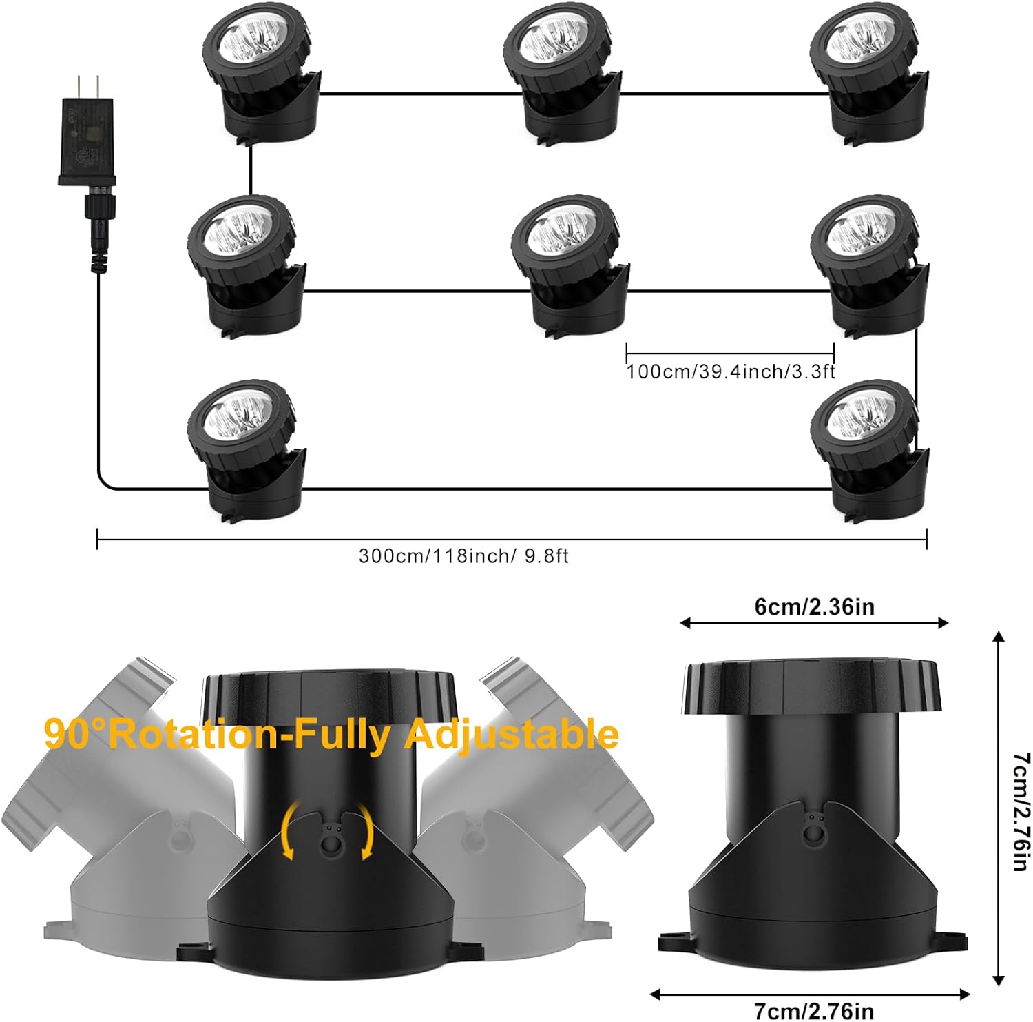 RGB Underwater Pond Lights, Super Bright LED Submersible Fountain Lights Colored Landscape Spotlights, Bluetooth APP Control IP68 Waterproof for Fish Aquarium Tank Yard Garden Pool (Set of 8)