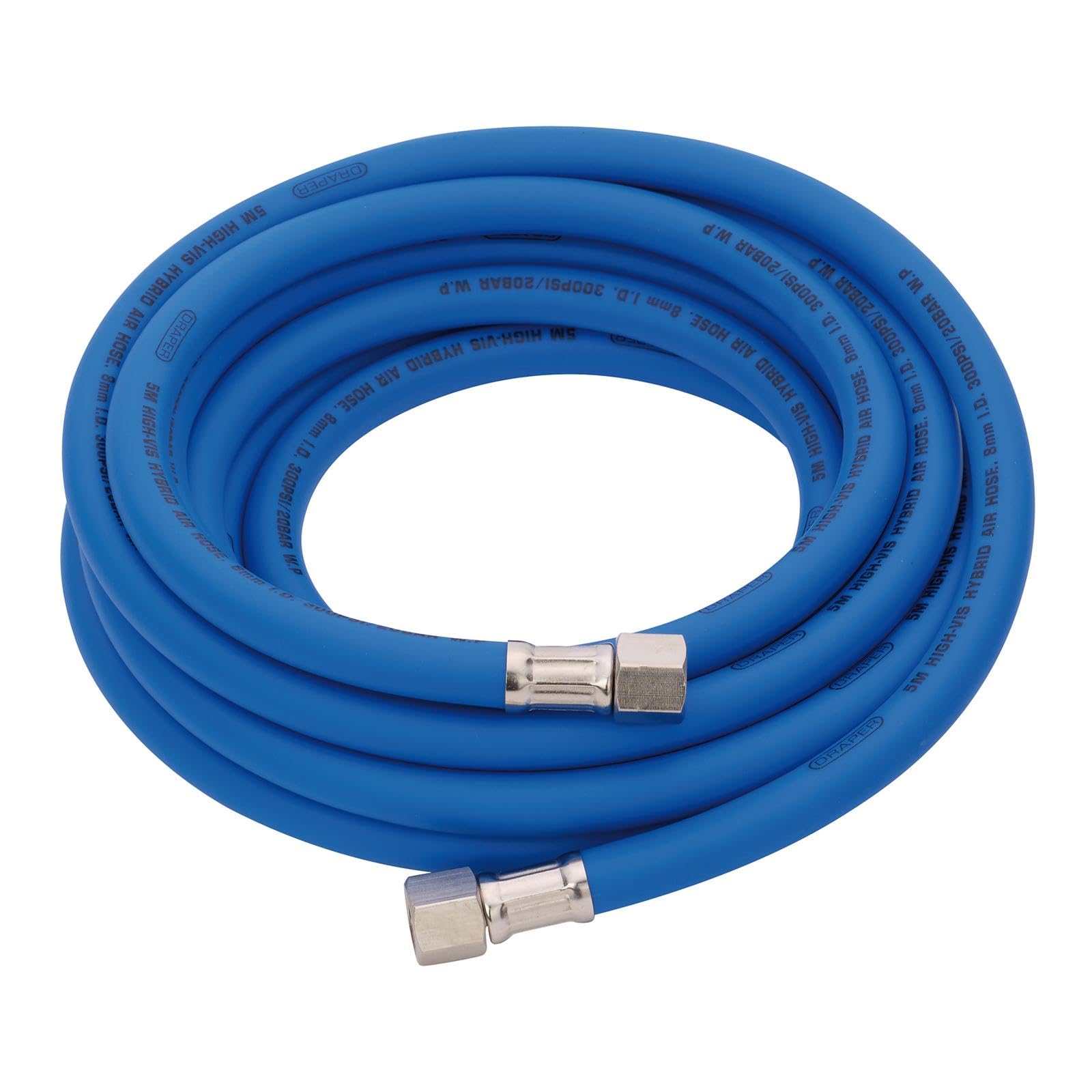 B&Q -  High Visibility Hybrid Air Hose 5M X 8mm 1/4" Bsp Blue Flexible Line