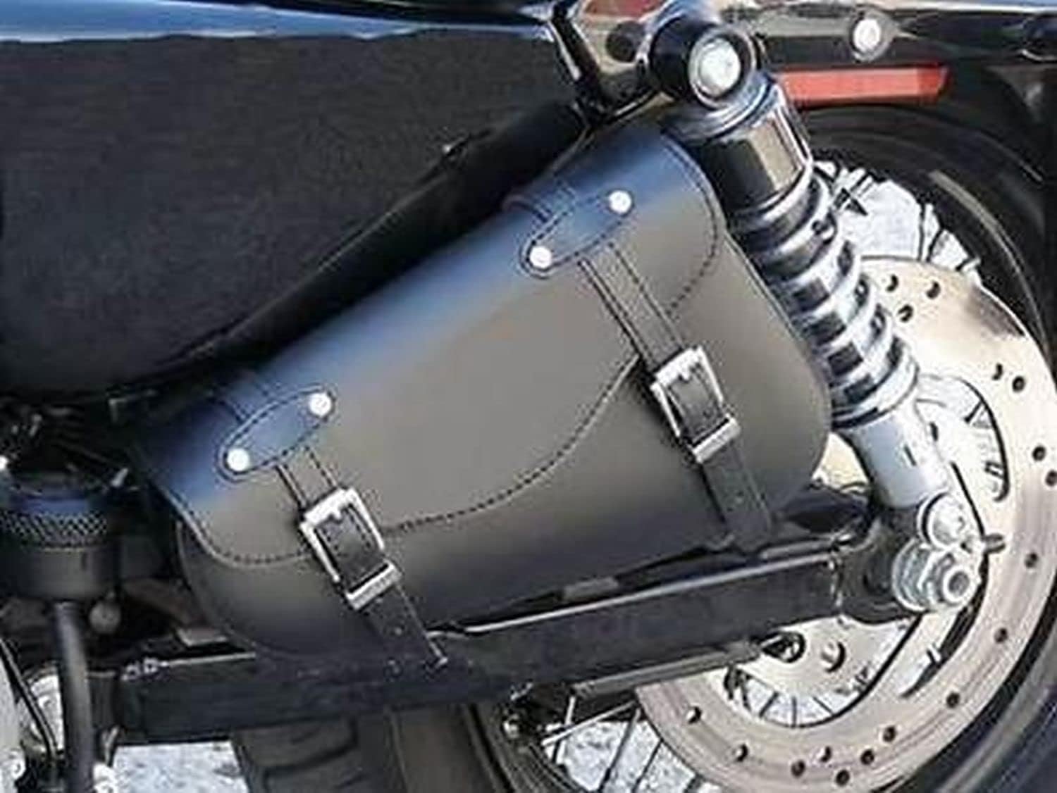 Sacoche en cuir noir Triangulaire pratique utile indispensable porte-objets outils documents mono côté gauche fourche motard moto Harley 883 1200 XL Sportster