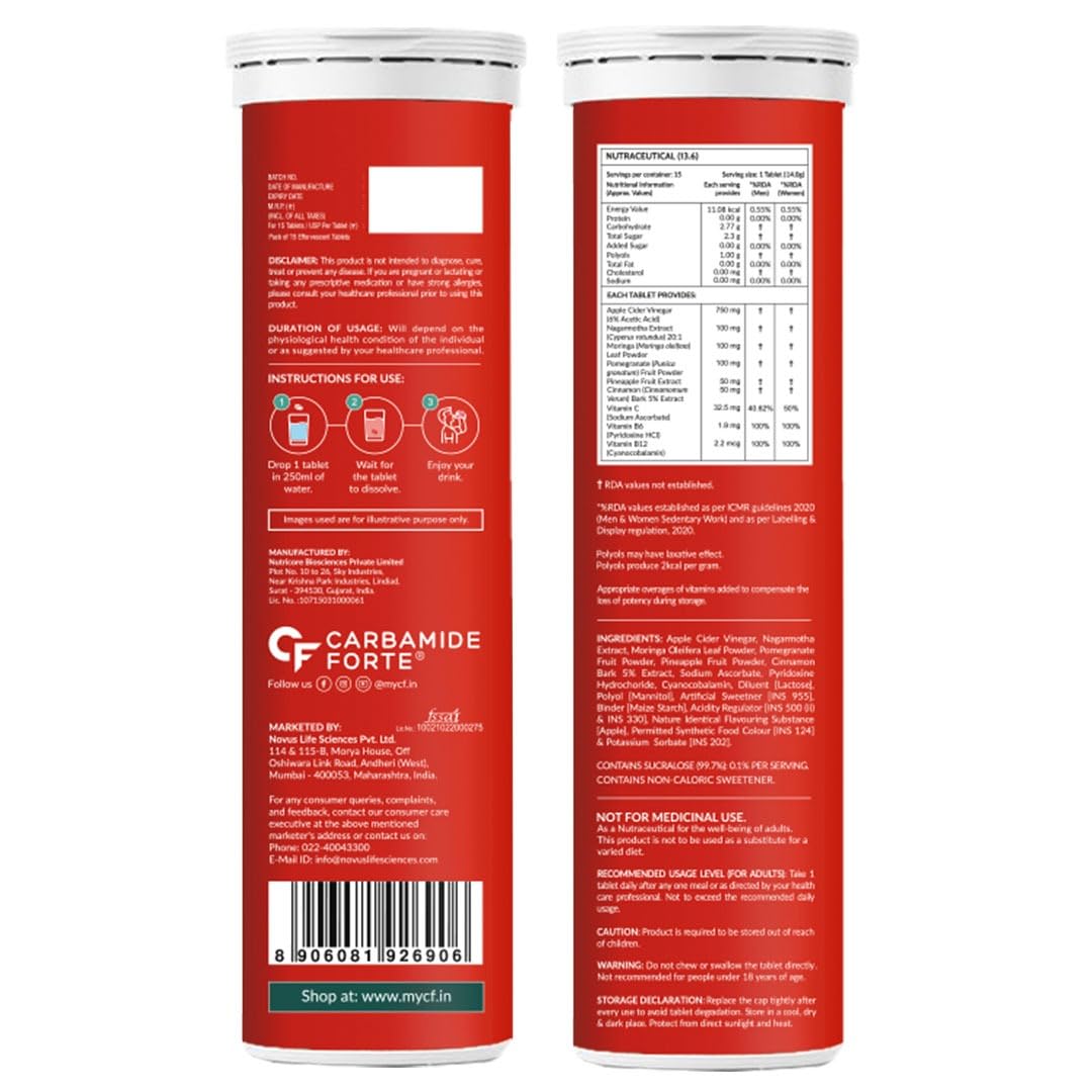 Buy Now Carbamide Forte Apple Cider Vinegar With The Mother Efferves...