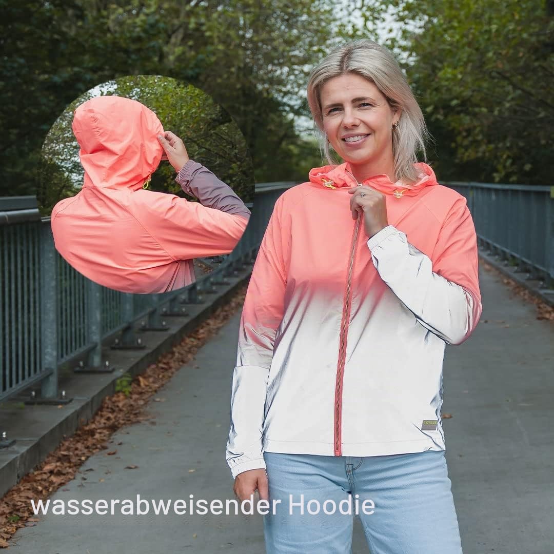 GOFLUO - Billie Reflektorweste - Warnweste - Reflektierende Weste - Sichtbar im Dunkeln für Wanderer, Joggen, Fahrrad - Coral Reflective -