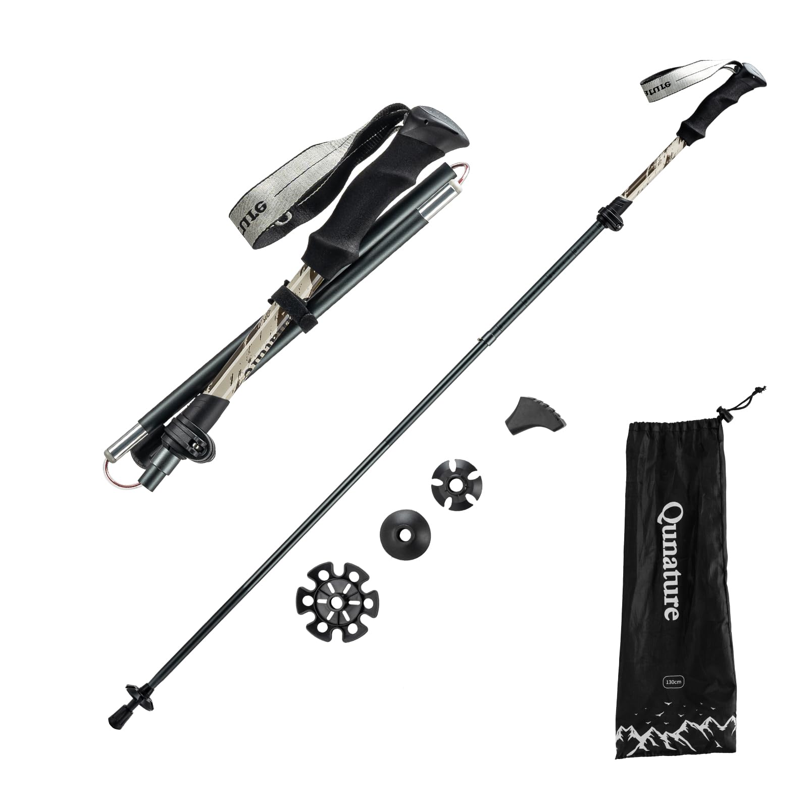 Qunature Trekking Poles, Lightweight Foldable 7075 Aluminum 110-130cm, Brown/Purple, Hiking, Camping, Mountaineering, Trekking — image 1
