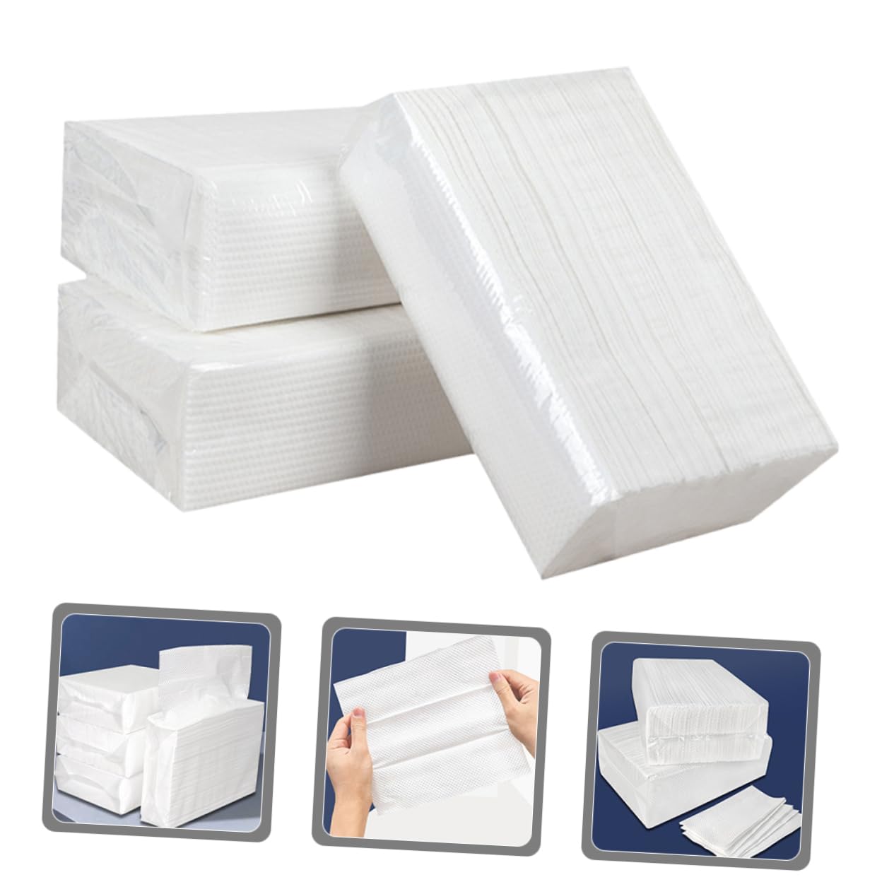 SHERCHPRY Carta Asciugamani da Cucina e Bagno Bianco Multiuso Spessa, 5 Borse di 120 Fogli, Delicata sulla Pelle, per Ristoranti e Hotel