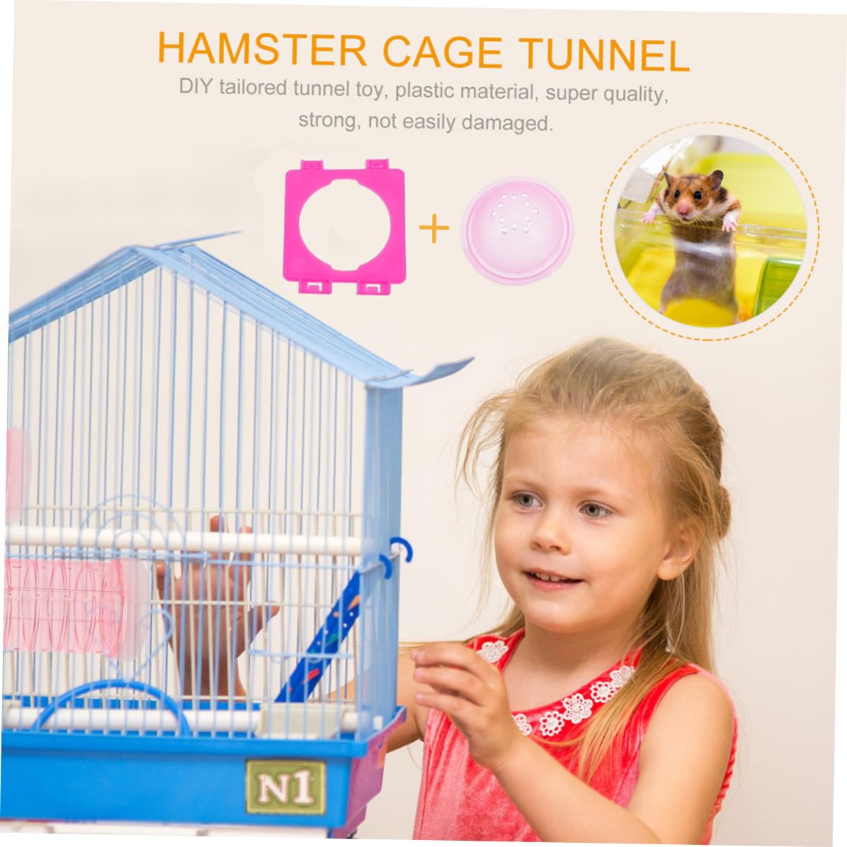 Happyyami Durchsichtiger Hamsterkäfigtunnel aus Kunststoff Selbstgemacht Leicht zu Montieren zur Beobachtung im Käfig und Außerhalb für Nagerkäfige