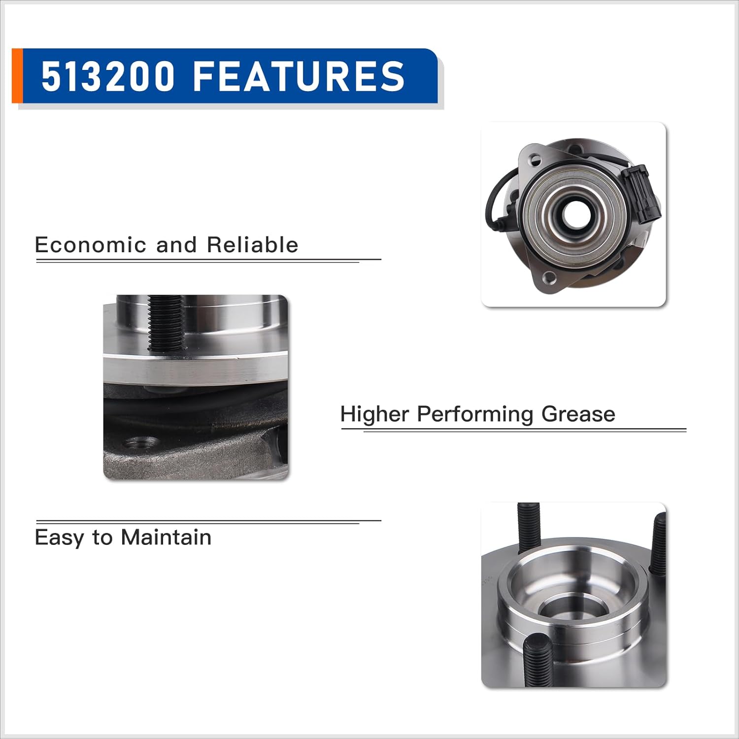 PAROD Pair 513200 Front Wheel Hub & Bearing Assembly Compatible with 1998-2004 GMC Jimmy, 1998-2005 Chevy Blazer RWD/2WD w/ABS