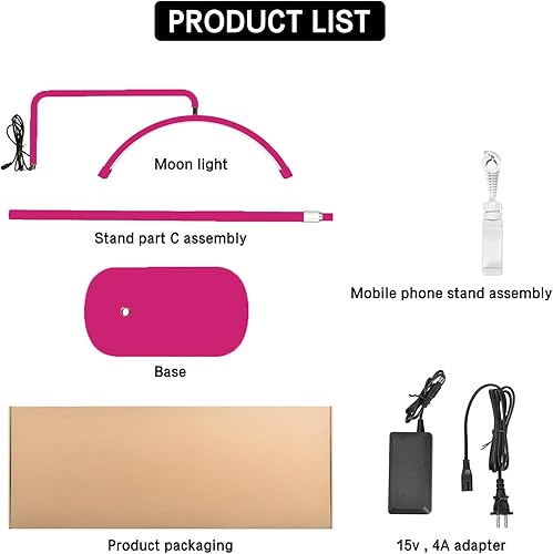 Miniatura 7 de Bling Lash - Luz LED de luna  Lámpara de diamante regulable para esteticistas, PMU y técnicos de uñas  Lámpara de pie LED de altura ajustable,