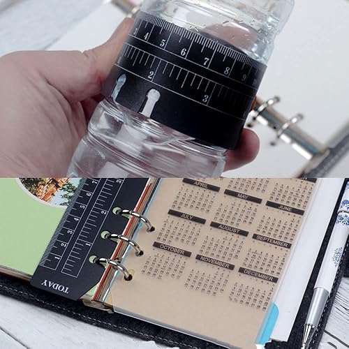 Miniatura 5 de 4 reglas negras A5, regla de plástico para marcadores de páginas, 6 anillas, regla para cuaderno, diario, revista, cuaderno, marcapáginas