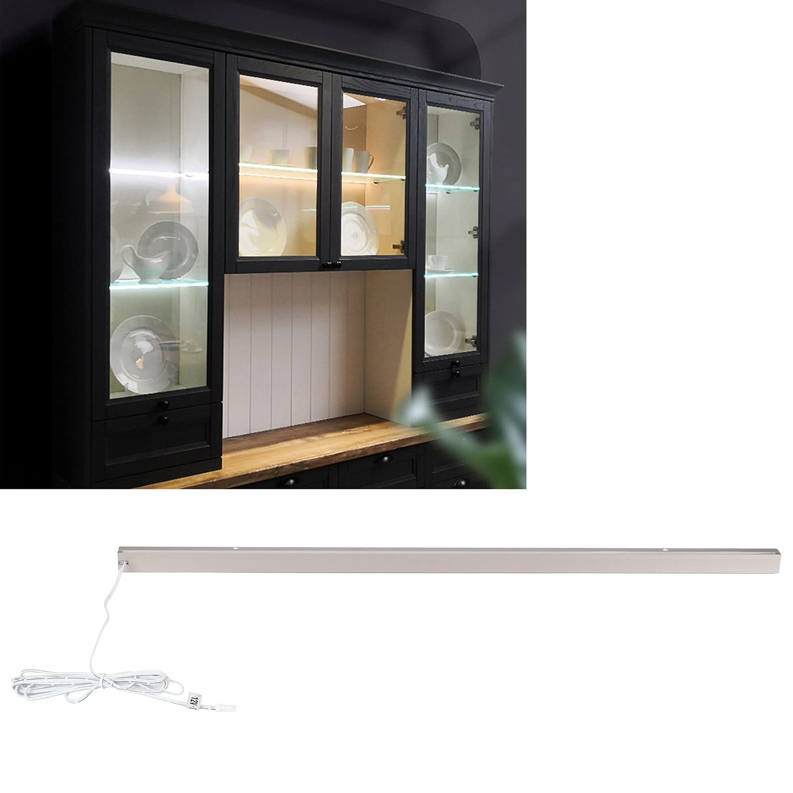 Hilitand Barra de luz LED debajo del gabinete de 23.6in para armario, cocina, pasillo, vitrina, armario, barra de luz, cable de DC12V cálido de 6.6 pies